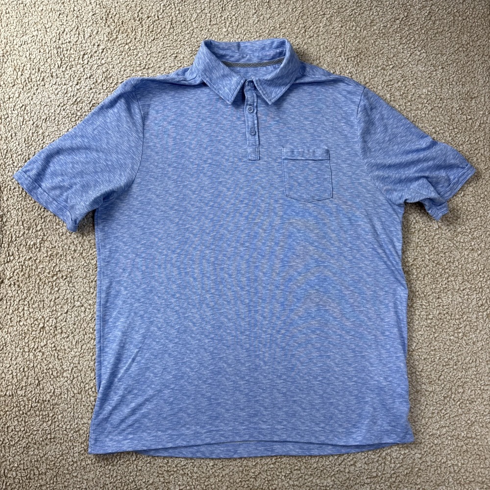 Nicoby By Age Of Wisdom Men's Polo Blue Heather XL Modal Slub Casual Stretch